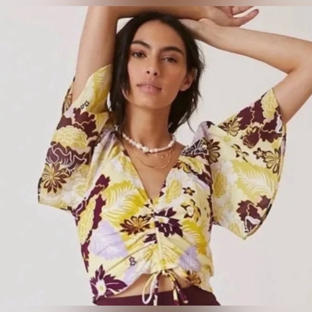 Like new! Mauve by Anthropologie Floral Crop Top SZ S